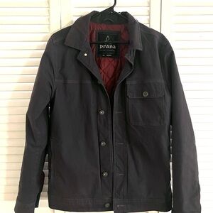 Prana Men's Dark Gray Jacket with Red Lining
